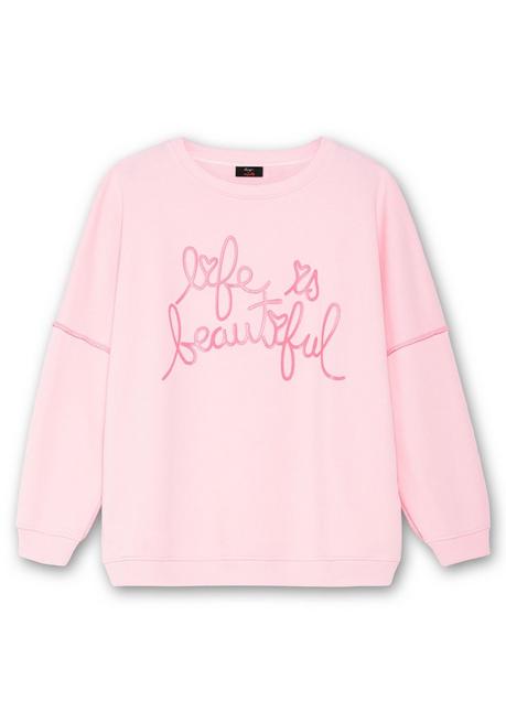 sheego loves miss goodlife Sweatshirt mit Frontprint und Rundhalsausschnitt - pastellflieder bedruckt sheego Große Rabatte