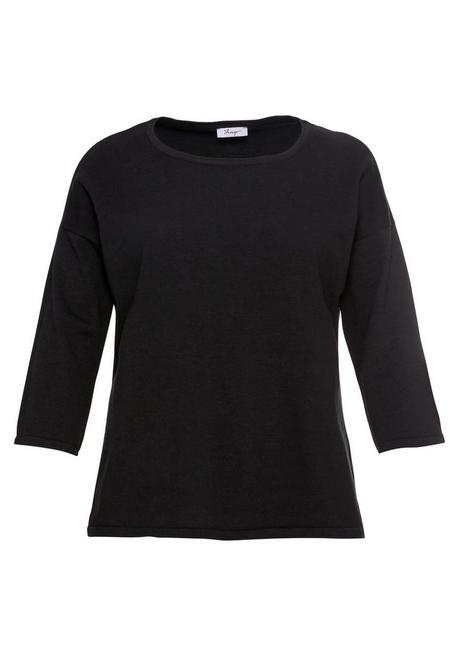 sheego Pullover mit 7/8-Trompetenärmeln, aus Flammgarn - schwarz sheego Kauf eins, bekomm eins gratis