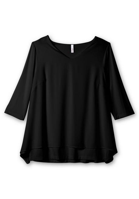 sheego Blusenshirt mit Chiffon, doppellagig - schwarz sheego Wochenangebot