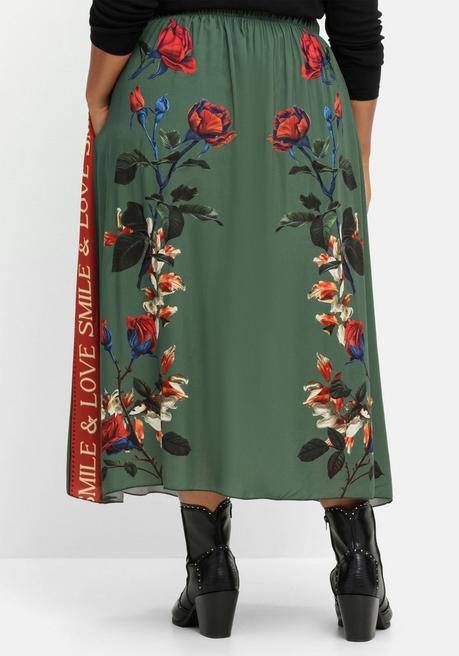 sheego loves miss goodlife Maxirock mit floralem Print, aus Viskose-Satin - grün bedruckt sheego Kostenlose Rückgabe