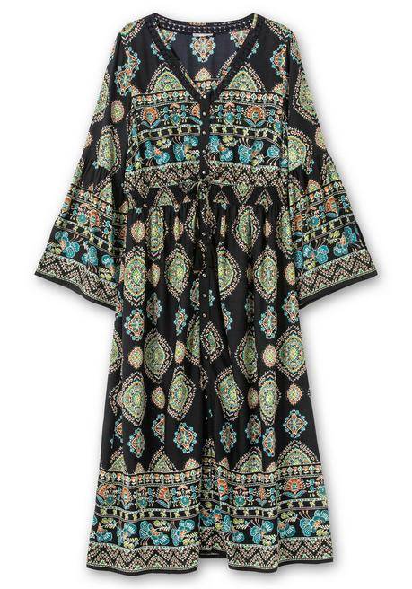 sheego by Joe Browns Maxikleid im Boho-Stil, mit Trompetenärmeln - schwarz gemustert sheego Begrenzte Freigabe