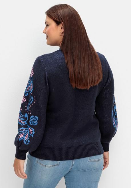 sheego by Joe Browns Pullover mit floralem Jacquardmuster - blau sheego Neueste Stile