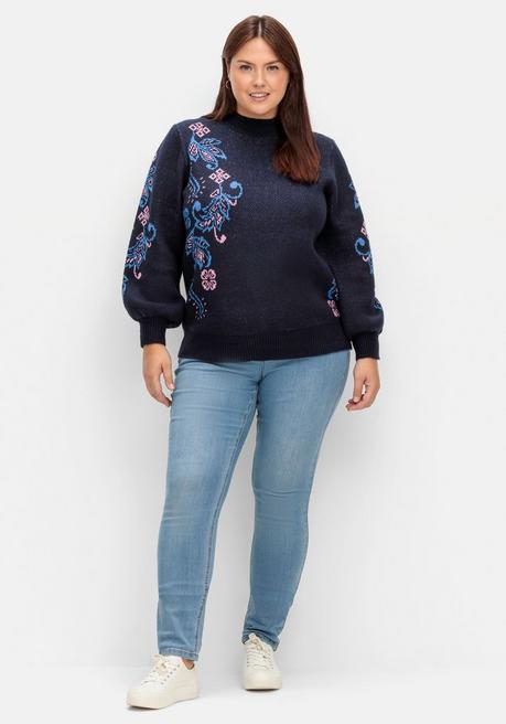 sheego by Joe Browns Pullover mit floralem Jacquardmuster - blau sheego Neueste Stile