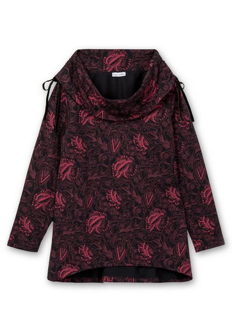 sheego by Joe Browns Sweatshirt in Longform mit weitem Kragen - beere gemustert sheego Zeitbegrenzte Promotion