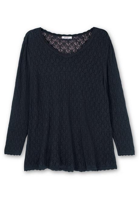 sheego Pullover aus Ajourstrick, in leichter A-Linie - nachtblau sheego Bis zu 60% Rabatt