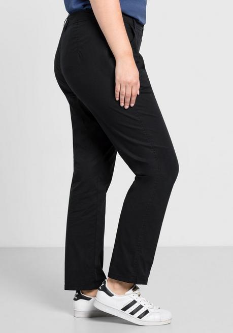 sheego Schmal zulaufende Chinohose mit Bundfalten - schwarz sheego Bis zu 65% Rabatt