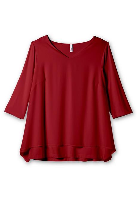 sheego Blusenshirt mit Chiffon, doppellagig - rubinrot sheego Sonderangebot der Fabrik