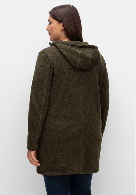 sheego Fleecejacke mit Kapuze, in Melange-Optik - dunkeloliv meliert sheego Vierteljährliche Förderung