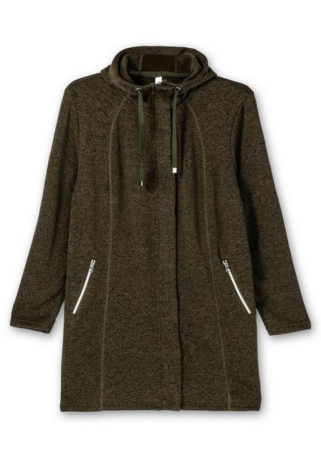 sheego Fleecejacke mit Kapuze, in Melange-Optik - dunkeloliv meliert sheego Vierteljährliche Förderung