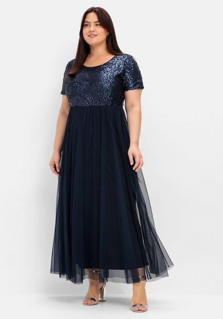 sheego Abendkleid in A-Linie, mit Pailletten - marine sheego Bis zu 55% Rabatt
