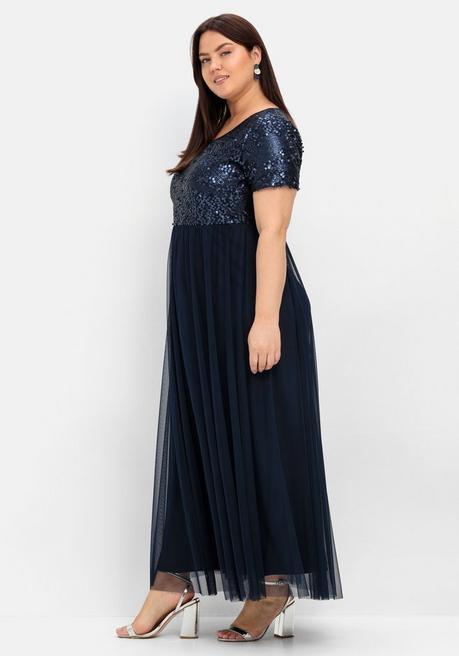 sheego Abendkleid in A-Linie, mit Pailletten - marine sheego Bis zu 55% Rabatt