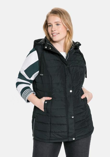 sheego Gesteppte Longweste mit Kapuze - schwarz sheego Discount Store für neue Produkte