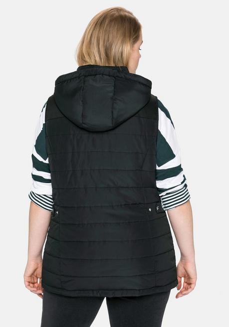 sheego Gesteppte Longweste mit Kapuze - schwarz sheego Discount Store für neue Produkte