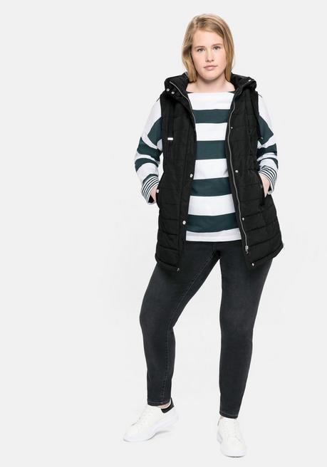 sheego Gesteppte Longweste mit Kapuze - schwarz sheego Discount Store für neue Produkte
