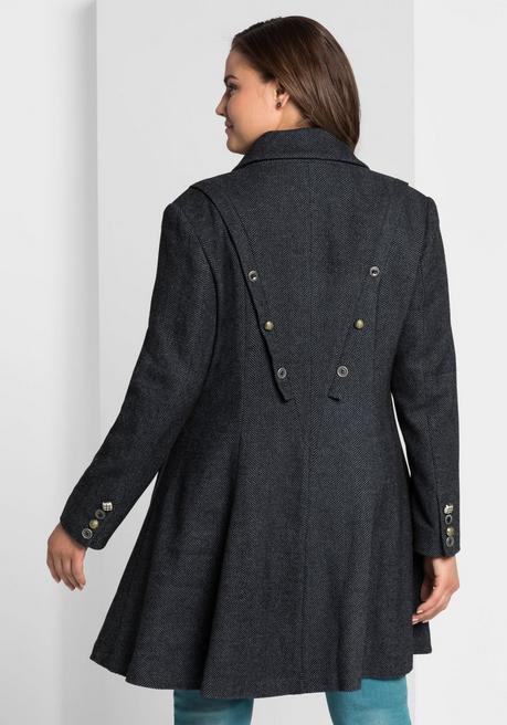 sheego by Joe Browns Kurzmantel im asymmetrischen Schnitt - schwarz-blau sheego Nur noch ein Tag übrig