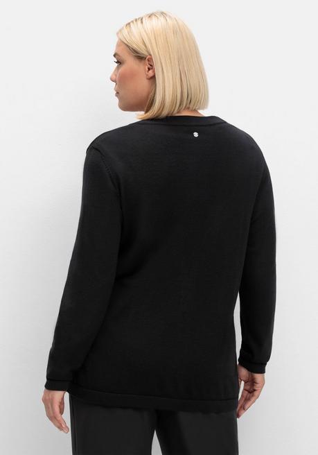 sheego Leichte Feinstrickjacke mit 1-Knopf-Verschluss - schwarz sheego Riesige Rabatte