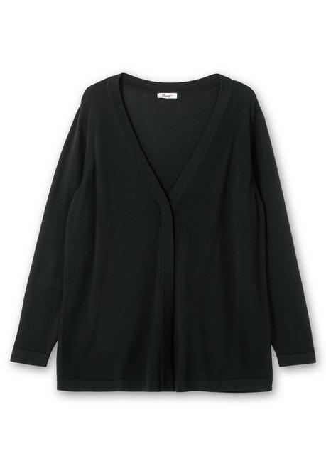 sheego Leichte Feinstrickjacke mit 1-Knopf-Verschluss - schwarz sheego Riesige Rabatte