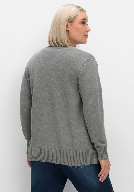 sheego Strickjacke mit V-Ausschnitt und Knöpfen, tailliert - grau sheego Clearance-Verkauf