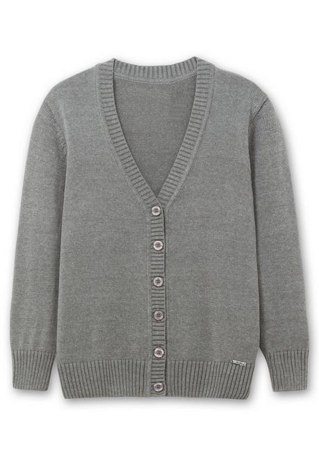 sheego Strickjacke mit V-Ausschnitt und Knöpfen, tailliert - grau sheego Clearance-Verkauf