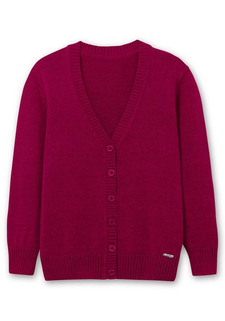 sheego Strickjacke mit V-Ausschnitt und Knöpfen, tailliert - fuchsia sheego Kostenloser Versand international