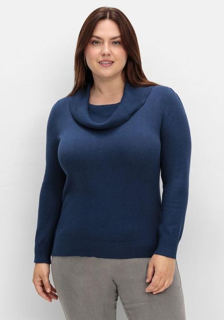 sheego Pullover mit weitem Wasserfall-Rollkragen - marine sheego Black Friday Preise