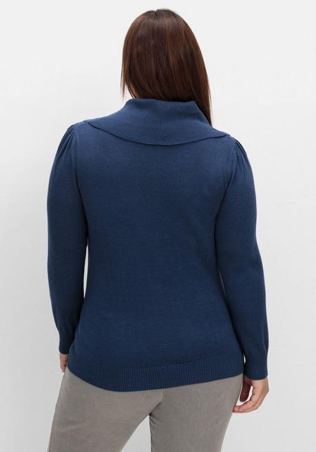 sheego Pullover mit weitem Wasserfall-Rollkragen - marine sheego Black Friday Preise
