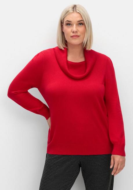 sheego Pullover mit weitem Wasserfall-Rollkragen - rot sheego Im Verkauf