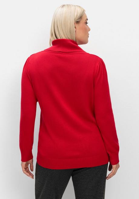sheego Pullover mit weitem Wasserfall-Rollkragen - rot sheego Im Verkauf