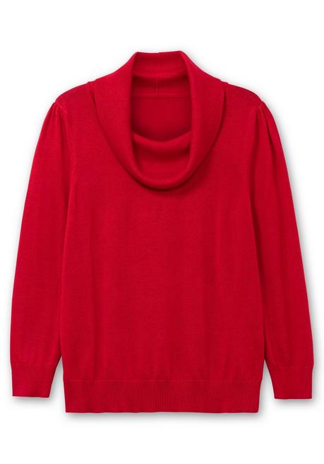 sheego Pullover mit weitem Wasserfall-Rollkragen - rot sheego Im Verkauf