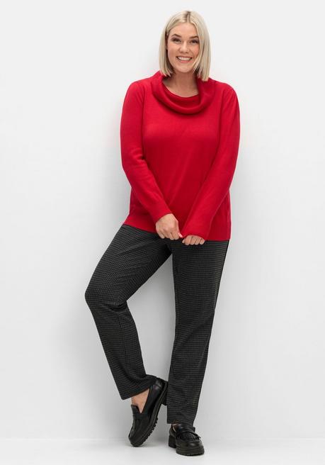 sheego Pullover mit weitem Wasserfall-Rollkragen - rot sheego Im Verkauf