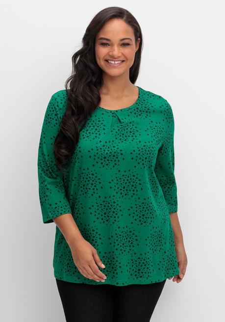 sheego 3/4-Arm-Shirt mit Konfetti-Print - tiefgrün gemustert sheego Online