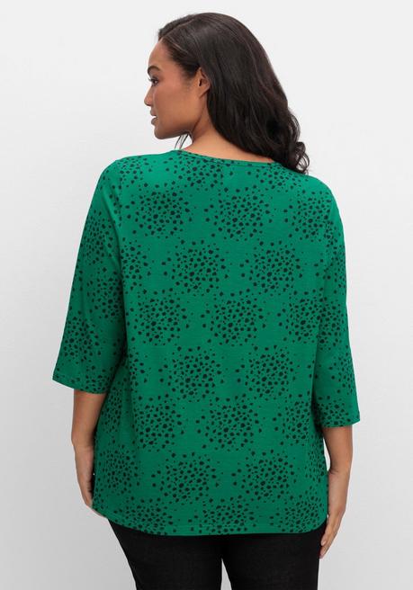 sheego 3/4-Arm-Shirt mit Konfetti-Print - tiefgrün gemustert sheego Online