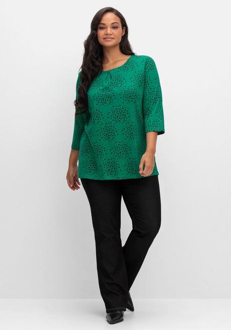 sheego 3/4-Arm-Shirt mit Konfetti-Print - tiefgrün gemustert sheego Online