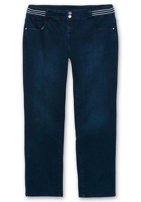sheego Schmale Jeans mit Glitzer-Zierband am Bund - blue Denim sheego Outlet