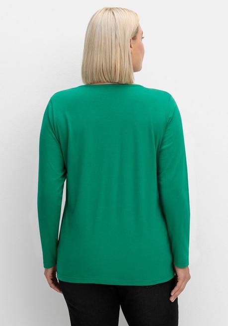 sheego Langarmshirt mit Rundhalsausschnitt, aus Baumwolle - grün sheego Verkauf