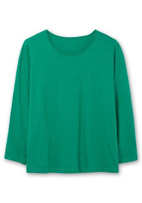 sheego Langarmshirt mit Rundhalsausschnitt, aus Baumwolle - grün sheego Verkauf