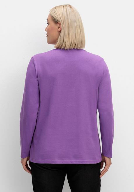 sheego Langarmshirt mit Rundhalsausschnitt, aus Baumwolle - lila sheego Angebote