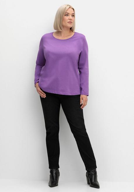 sheego Langarmshirt mit Rundhalsausschnitt, aus Baumwolle - lila sheego Angebote