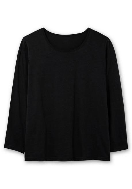 sheego Langarmshirt mit Rundhalsausschnitt, aus Baumwolle - schwarz sheego Hotsell