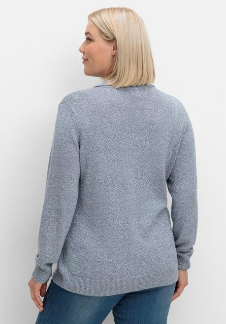 sheego Pullover mit Polokragen, in melierter Optik - rauchblau sheego im Angebot
