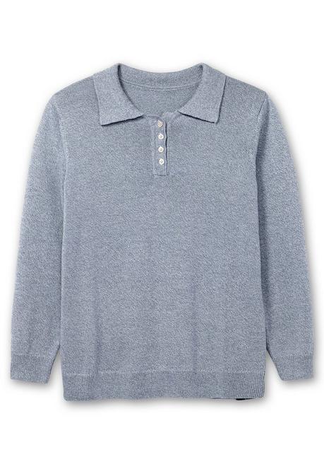 sheego Pullover mit Polokragen, in melierter Optik - rauchblau sheego im Angebot