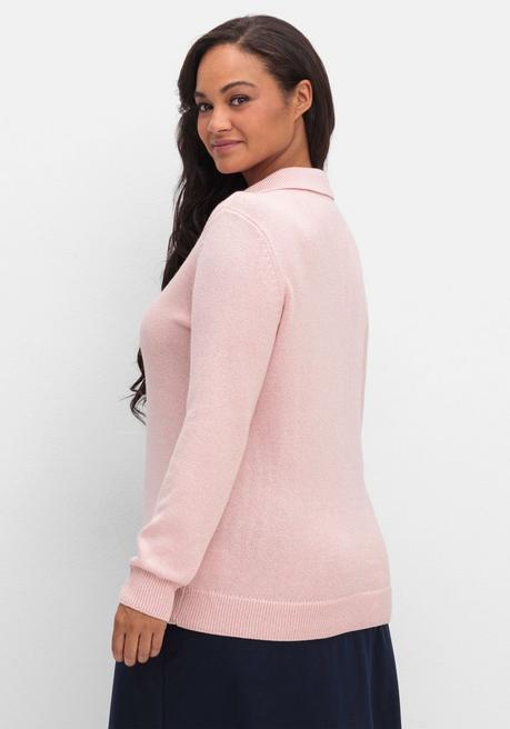 sheego Pullover mit Polokragen, in melierter Optik - rosenquartz sheego Schlussverkauf