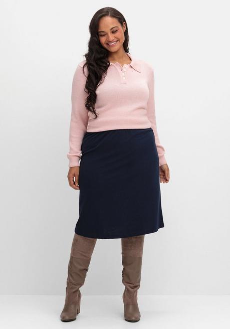 sheego Pullover mit Polokragen, in melierter Optik - rosenquartz sheego Schlussverkauf