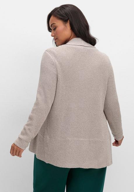 sheego Verschlusslose Strickjacke mit Schalkragen - taupe sheego Nur für heute