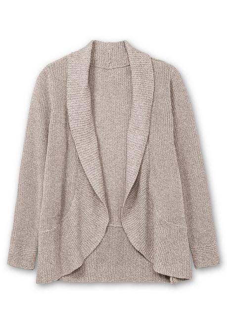 sheego Verschlusslose Strickjacke mit Schalkragen - taupe sheego Nur für heute