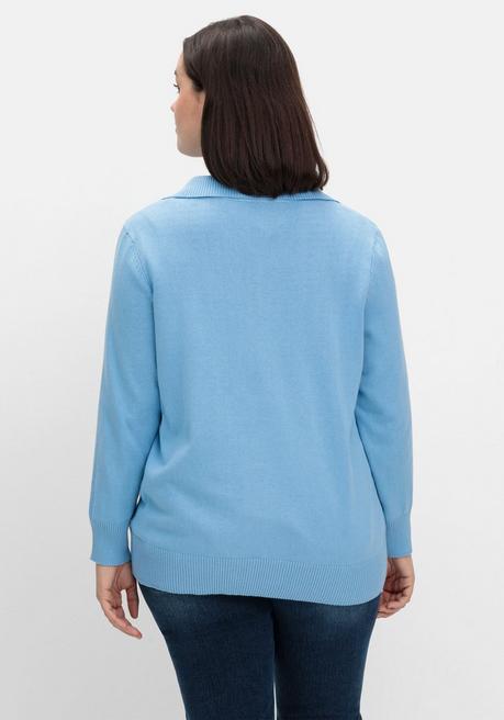 sheego Pullover mit Troyerkragen und Reißverschluss - himmelblau sheego Vierteljährliche Förderung