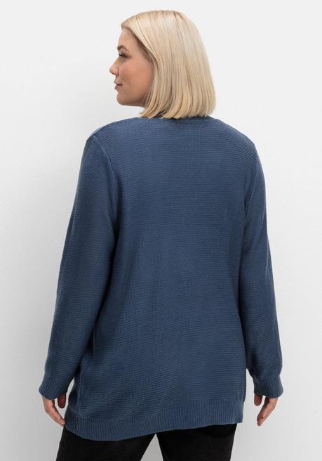 sheego Verschlusslose Strickjacke im Linksstrickmuster - rauchblau sheego Bis zu 55% Rabatt