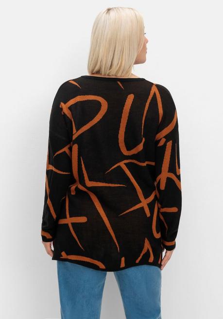 sheego Pullover mit Jacquard-Strickmuster - schwarz gemustert sheego Discount Store für neue Produkte
