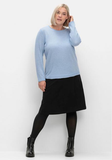 sheego Pullover aus reinem Kaschmir, mit Rollkanten - blau sheego 50% Rabatt mit kostenlosem Versand