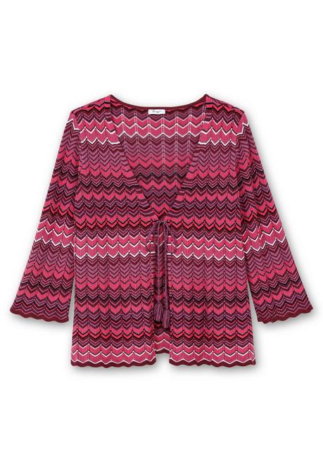 sheego Strickjacke mit Trompetenärmeln, im Zickzackmuster - weinrot gemustert sheego Clearance-Verkauf